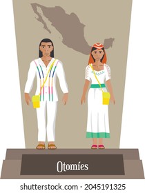 Illustration vector isolated of  Mexican, Native Traditional costumes Otomies