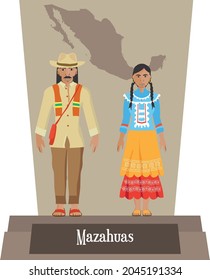 Illustration vector isolated of  Mexican, Native Traditional costumes Mazahuas