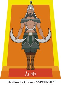 Illustration vector isolated of Mongolian mythical God, Ay ata, moon god.