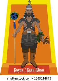 Illustration vector isolated of Mongolian mythical God, Kaira, Kayra, Kara Khan, earth god, Black king