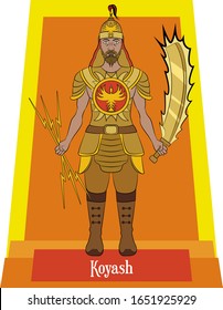 Illustration vector isolated of Mongolian mythical God, Koyash, god of sun.