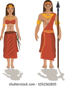 Illustration vector isolated of Muisca, muiscas, Colombian native people indigenous