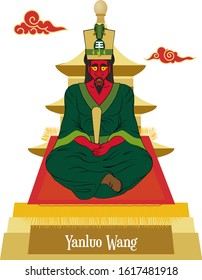 Illustration vector isolated of mythical chinese god,Yanluo Wang, Underworld god.