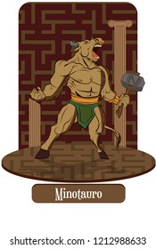 Illustration vector isolated of mythical creature, Minotaur