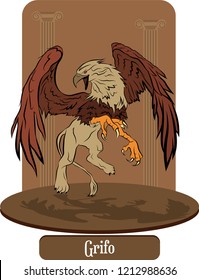 Illustration vector isolated of mythical creature, Gryphon