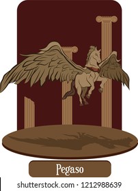 Illustration Vector Isolated Of Mythical Creature, Pegasus