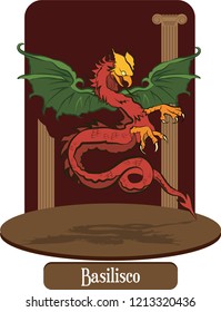 Illustration vector isolated of mythical creature, Basilisk, Basilisco