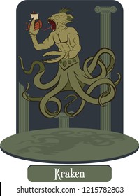 Illustration vector isolated of mythical creature, Kraken