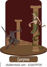 Illustration vector isolated of mythical creature, Medusa, Gorgon