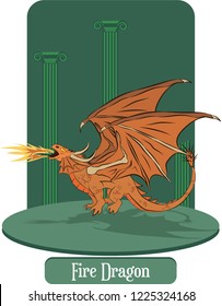 Illustration vector isolated of mythical creature, Fire Dragon