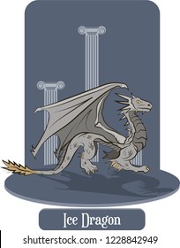 Illustration vector isolated of mythical creature, Ice Dragon