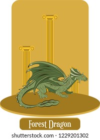 Illustration vector isolated of mythical creature, Forest Dragon