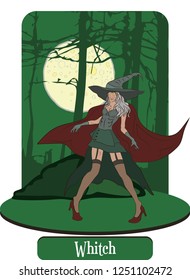 Illustration vector isolated of Mythical creatures, Witch, Bruja.