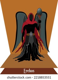 Vector de ilustración aislado del dios mítico griego, Titan Erebos, Erebus, dios de la oscuridad.