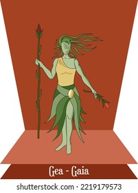Illustration Vector Isolated Of Mythical Greek Goddess, Gea, Gaia, Earth Goddess.
