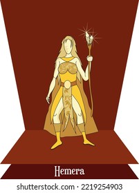 Illustration vector isolated of Mythical greek goddess, Hemera, Dies, Day goddess.