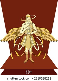 Vector de ilustración aislado del dios mítico griego, Titan Ether, dios de la luminosidad.