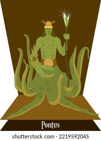 Illustration vector isolated of Mythical greek god, Titan Pontus, Ponto, water god.