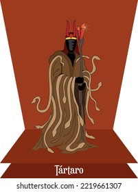 Vector de ilustración aislado del dios mítico griego, Titan Tártaro, dios del infierno.