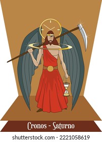 Vector de ilustración aislado del dios mítico griego, Titan Cronos, dios del tiempo.