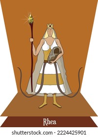 Illustration vector isolated of Mythical greek god, Titan Rhea, fertility and birth goddess.