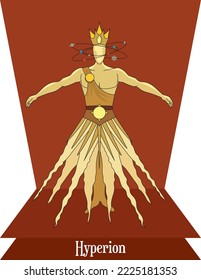 Vector de ilustración aislado de dios mítico griego, Titan Hyperion, dios Sol.