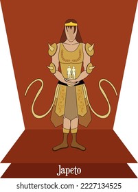 Vector de ilustración aislado de dios mítico griego, Titán Japeto, Iapetus, dios de la vida.