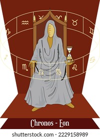 Vector de ilustración aislado de dios mítico griego, Titan Chrono, Eon, padre del tiempo.