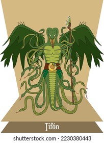 Illustration vector isolated of Mythical greek god, Titan Typhon, monster father