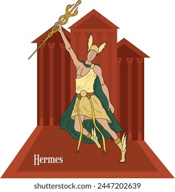 Illustration vector isolated of mythical Greek and Roman god, Hermes, Mercury, the herald of the gods.