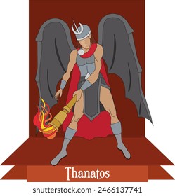 Illustration vector isolated of mythical Greek and Roman, Thanatos, Letum
death without violence god.