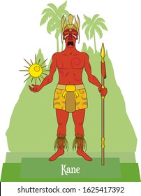 Illustration vector isolated of mythical Hawaiian - Polynesian God, Kane, world creator, god of sun, main god.