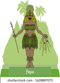Illustration vector isolated of mythical Hawaiian - Polynesian God, Papa, earth mother goddess.
