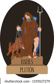 illustration vector isolated of mythological God Greek and Roman, Hades, Pluton. 