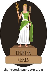 illustration vector isolated of mythological God Greek and Roman, Demeter, Ceres. 