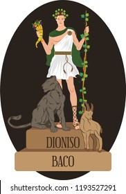 illustration vector isolated of mythological God Greek and Roman, Dioniso, Baco. 