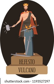 illustration vector isolated of mythological God Greek and Roman, Hefesto, Vulcano. 