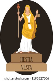 illustration vector isolated of mythological God Greek and Roman, Hestia, Vesta. 