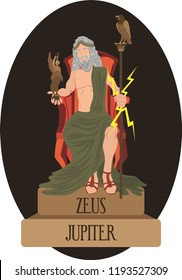 Illustrationsvektor einzeln auf dem mythologischen Gott Griechisch und Römisch, Zeus, Jupiter. 