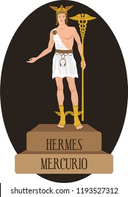 illustration vector isolated of mythological God Greek and Roman, Hermes, Mercurio. 