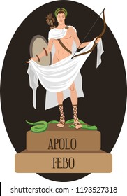 illustration vector isolated of mythological God Greek and Roman, Apollo, Febo. 