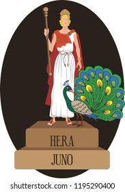 illustration vector isolated of mythological God Greek and Roman, Hera, Juno.