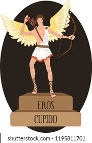 illustration vector isolated of mythological God Greek and Roman, Eros, Cupido.