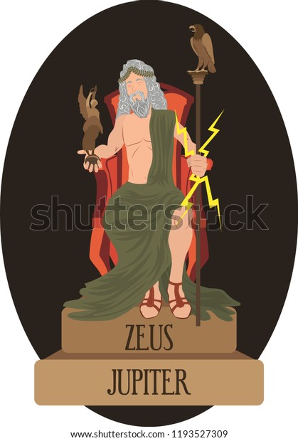 illustration vector isolated of mythological God Greek\
and Roman, Zeus, Jupiter.\

