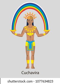 Illustration Vector Isolated of native indigenous God - Cuchavira, Rainbow, Muiscas