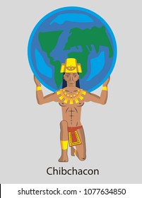 Illustration Vector Isolated of native indigenous God Chibchacum, Protector god, Muiscas, Chibchas.