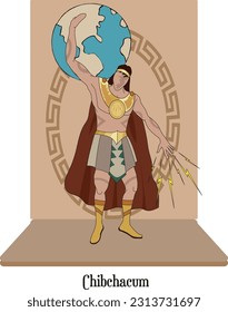 Vector de ilustración aislado de Dios indígena nativo - Chibchacum, dios protector, Muiscas, Chibchas