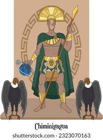 Illustration Vector Isolated of native indigenous God - Chiminigagua, Chimichagua, Creator god, Muiscas, Chibchas