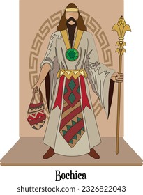 Vector de ilustración aislado de Dios indígena nativo, Bochica, dios civilizador, Muisca, Chibcha