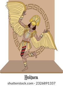 Illustration Vector Isolated of native indigenous Goddess - Huitaca, lust and beauty goddess, Muisca, Chibcha